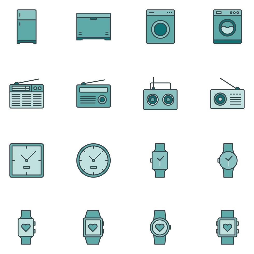 Electronic Device Filled Line Icon Set vector