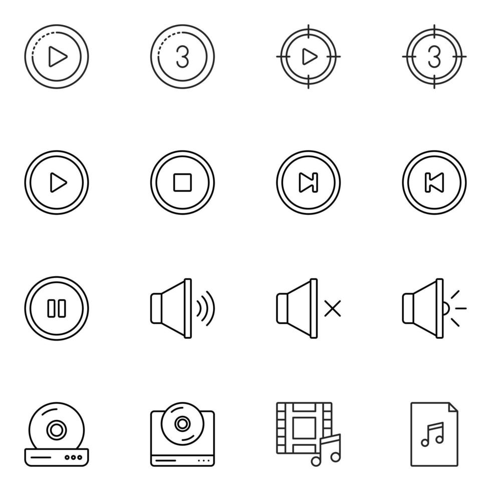 Audio and Video Line Icon Set vector