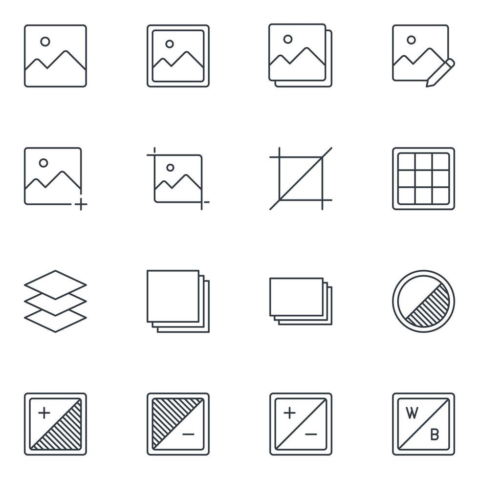 Photo Editing Line Icon Set vector