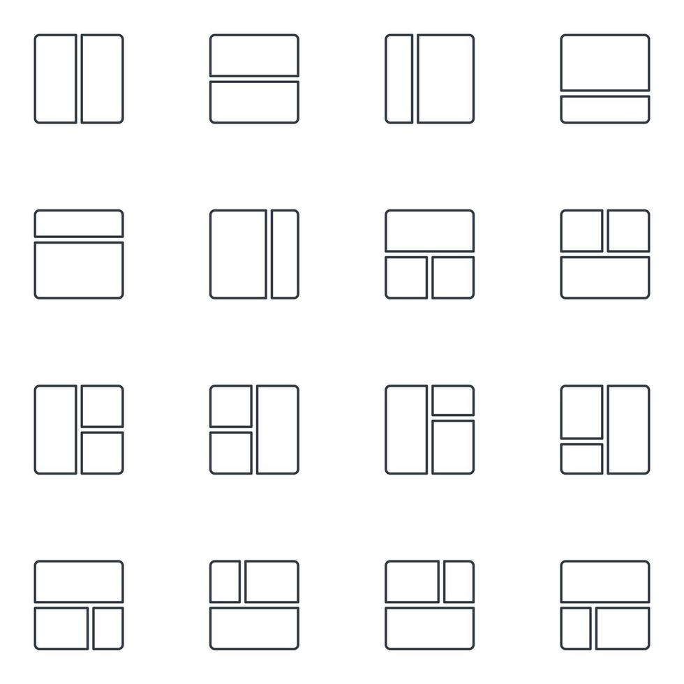 Page Grid Line Icon Set vector