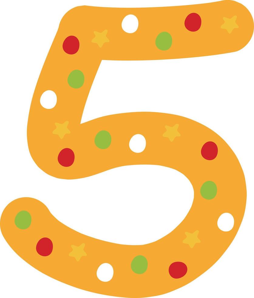 Christmas five number decoration lettering vector