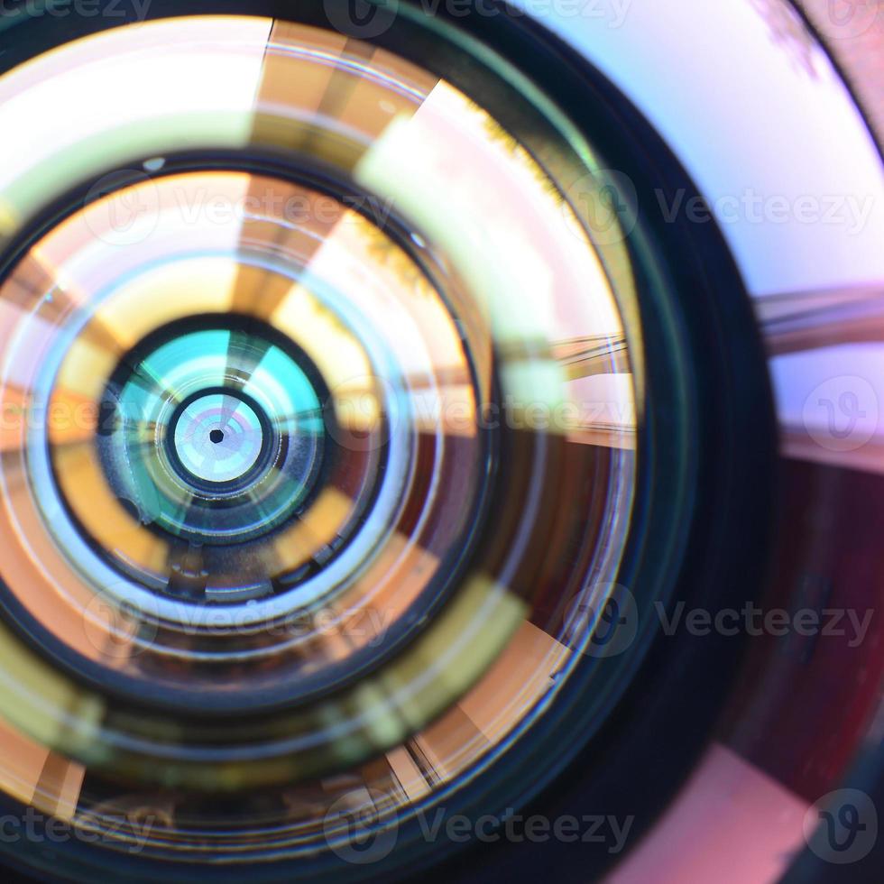 Photo Camera lens close up macro view. Concept of photographer or camera man job