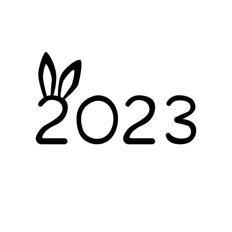 2023 year rabbit symbol. Chinese New Year rabbit zodiac sign. Hand drawn vector illustration isolated on white background.