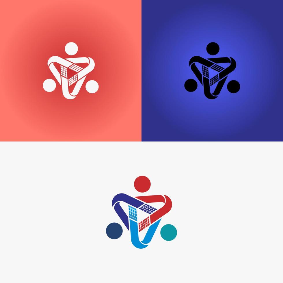 Logotipo de triángulo 3d, diseño moderno y colorido. vector