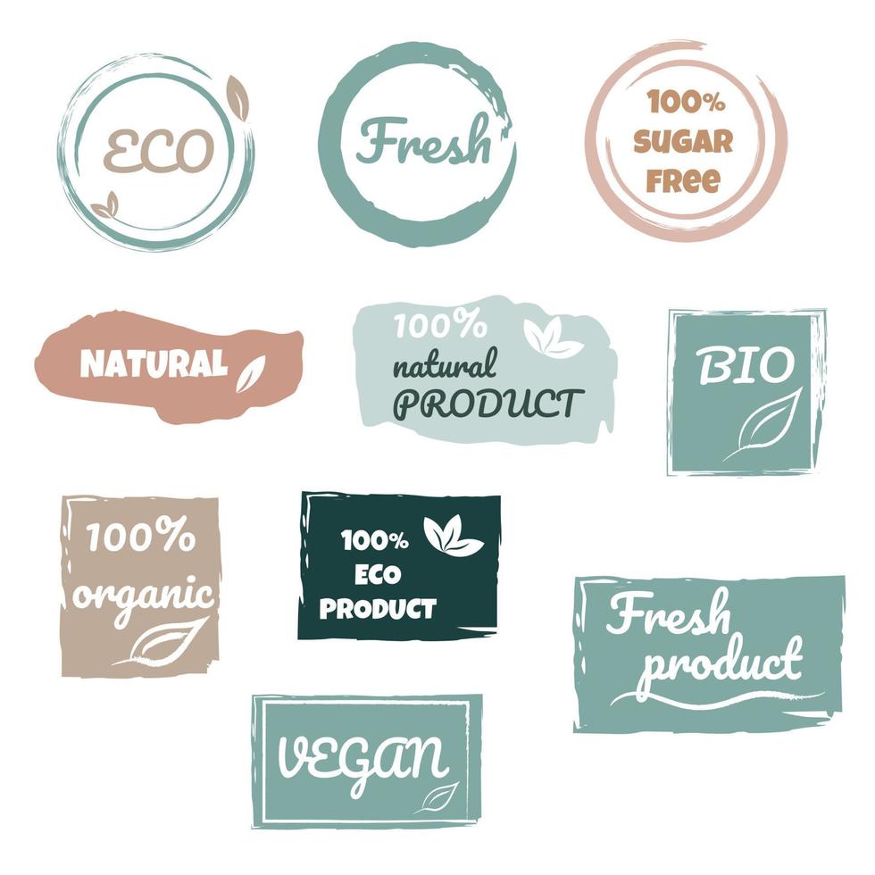 set icons for packaging of ecological products on a white background vector