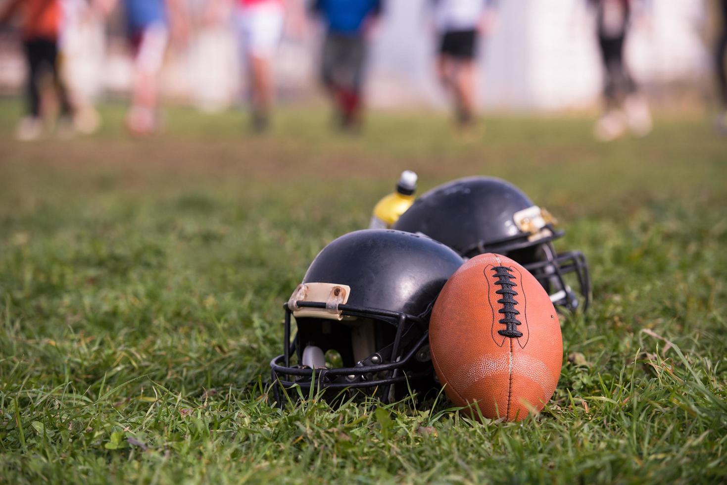 American football helmets and ball photo