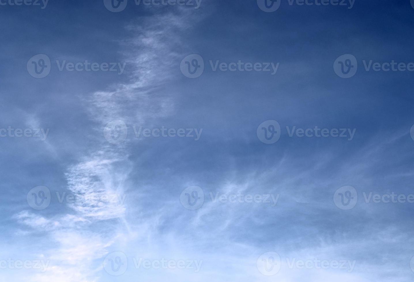 Stunning cirrus cloud formation panorama in a deep blue sky photo