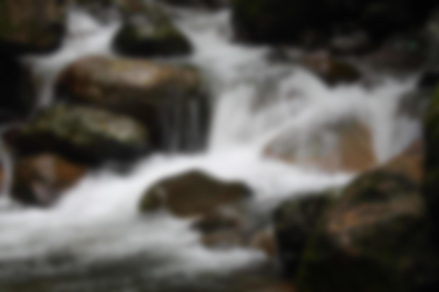 Blurred view of waterfall in the stream with rocks in the forest photo