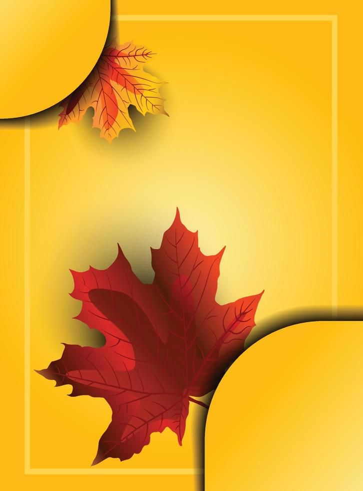 yellow autumn leaf paper craft background vector illustration