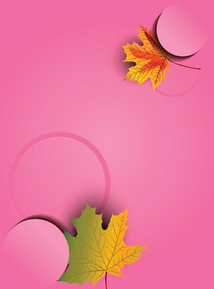 Ilustración de vector de fondo de arte de papel de hoja de otoño rosa