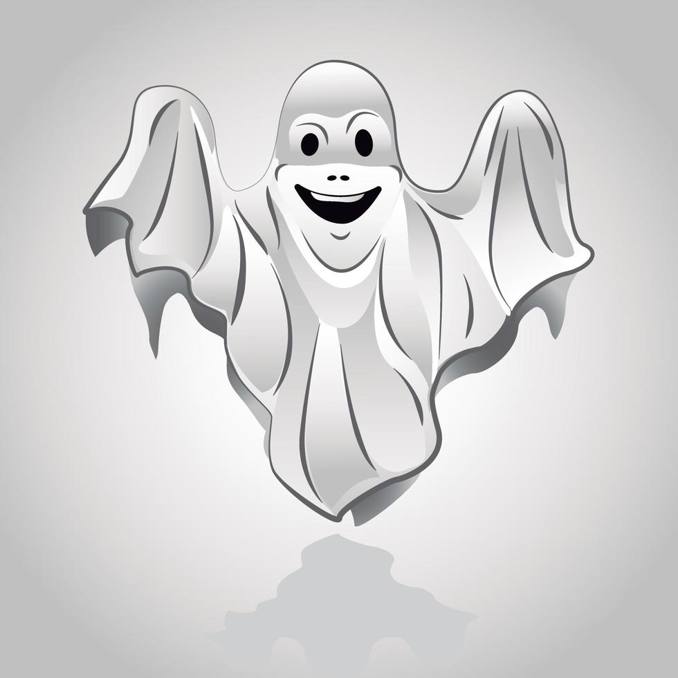 Cartoon ghost vector image, Halloween cute character,