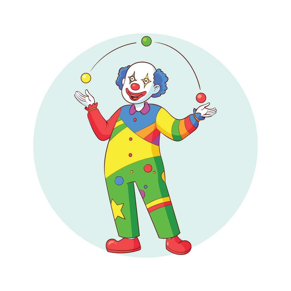clown doing ball game show vector