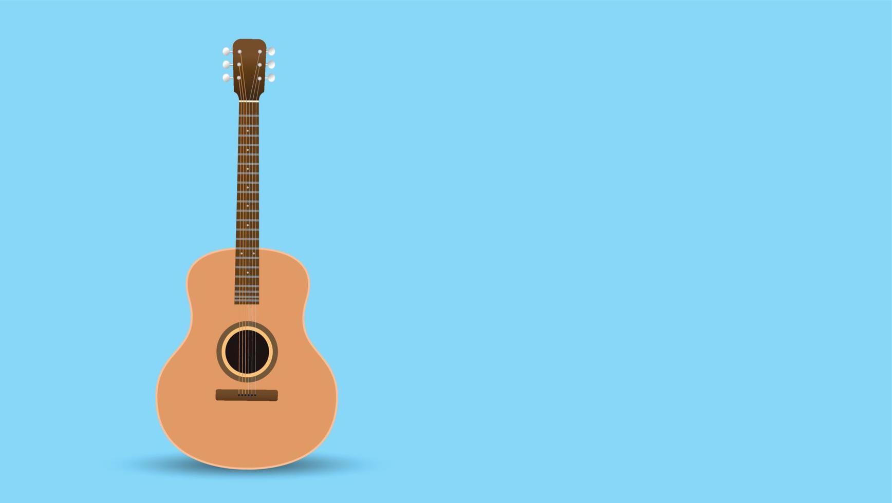 guitarra acústica, aislada en el fondo, utilizada para tocar música y notas, ilustración vectorial. vector