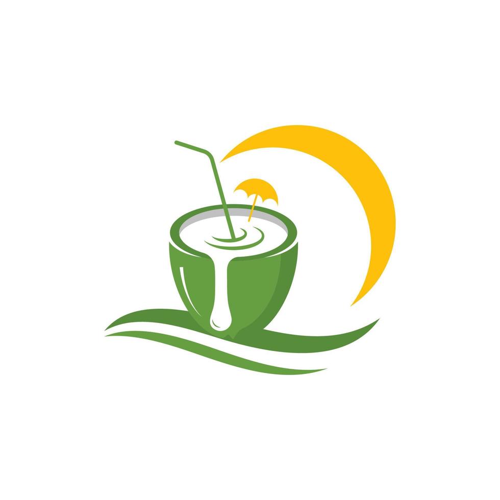 Ilustración de diseño de icono de vector de logotipo de coco