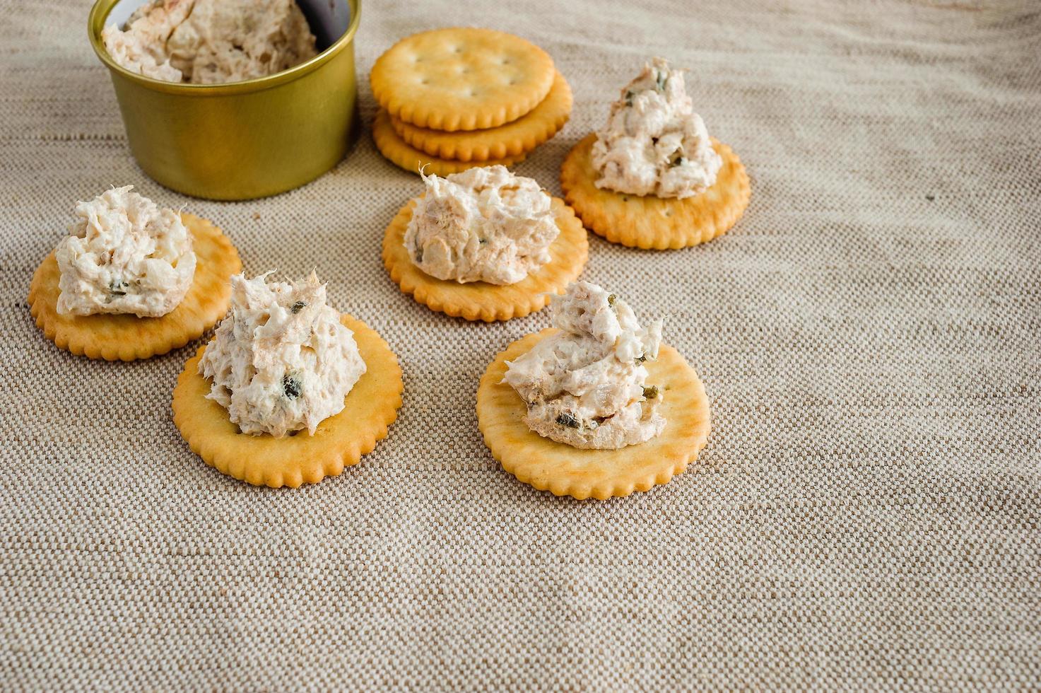 Cracker with tuna spread topping 12755804 Stock Photo at Vecteezy