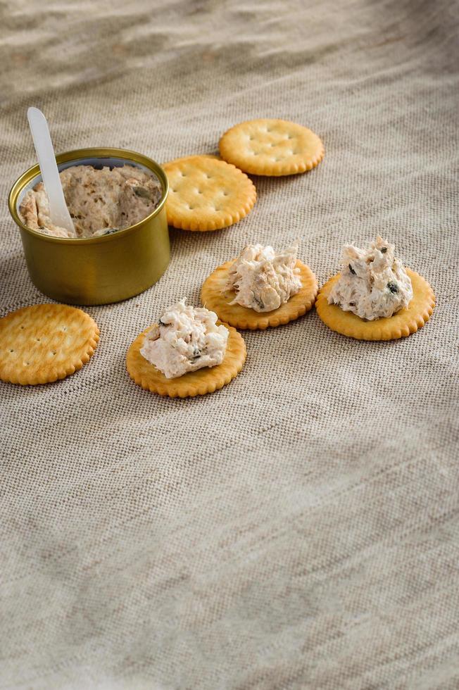 Cracker with tuna spread topping 12755859 Stock Photo at Vecteezy