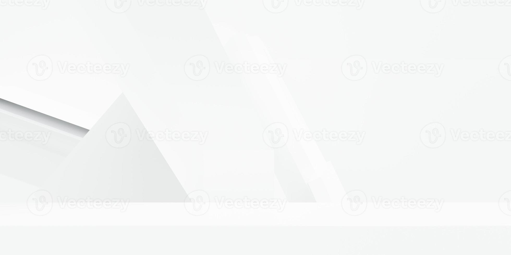 3d rendering of white abstract geometric background. Scene for advertising design, technology, showcase, showroom, metaverse, banner, cosmetic, sport, business. Sci-Fi Illustration. Product display photo