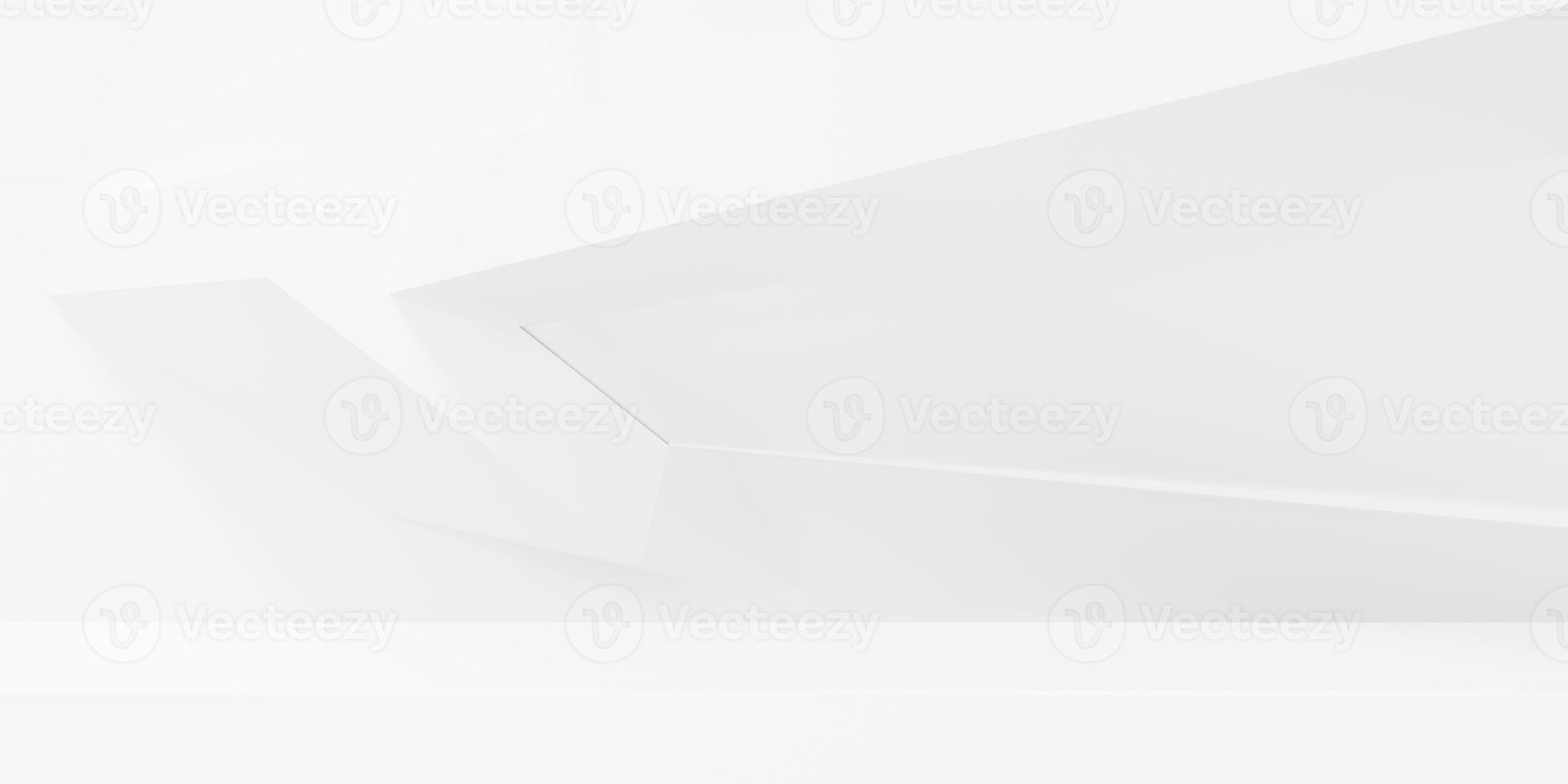 3d rendering of white abstract geometric background. Scene for advertising design, technology, showcase, showroom, metaverse, banner, cosmetic, sport, business. Sci-Fi Illustration. Product display photo