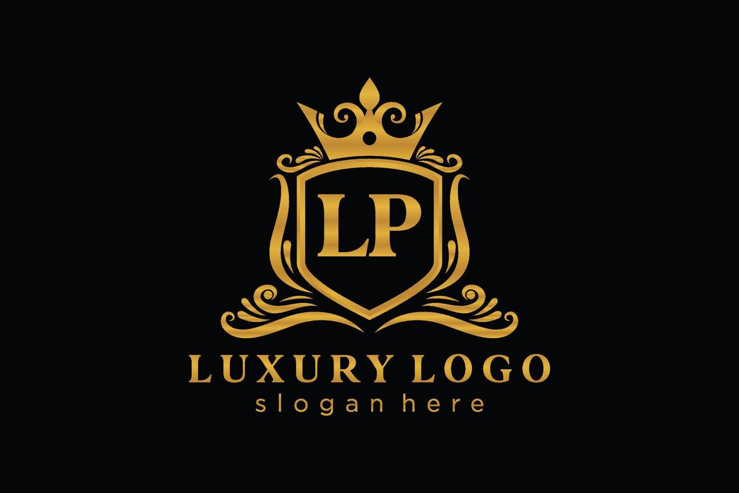 Initial LP Letter Royal Luxury Logo template in vector art for Restaurant, Royalty, Boutique, Cafe, Hotel, Heraldic, Jewelry, Fashion and other vector illustration.