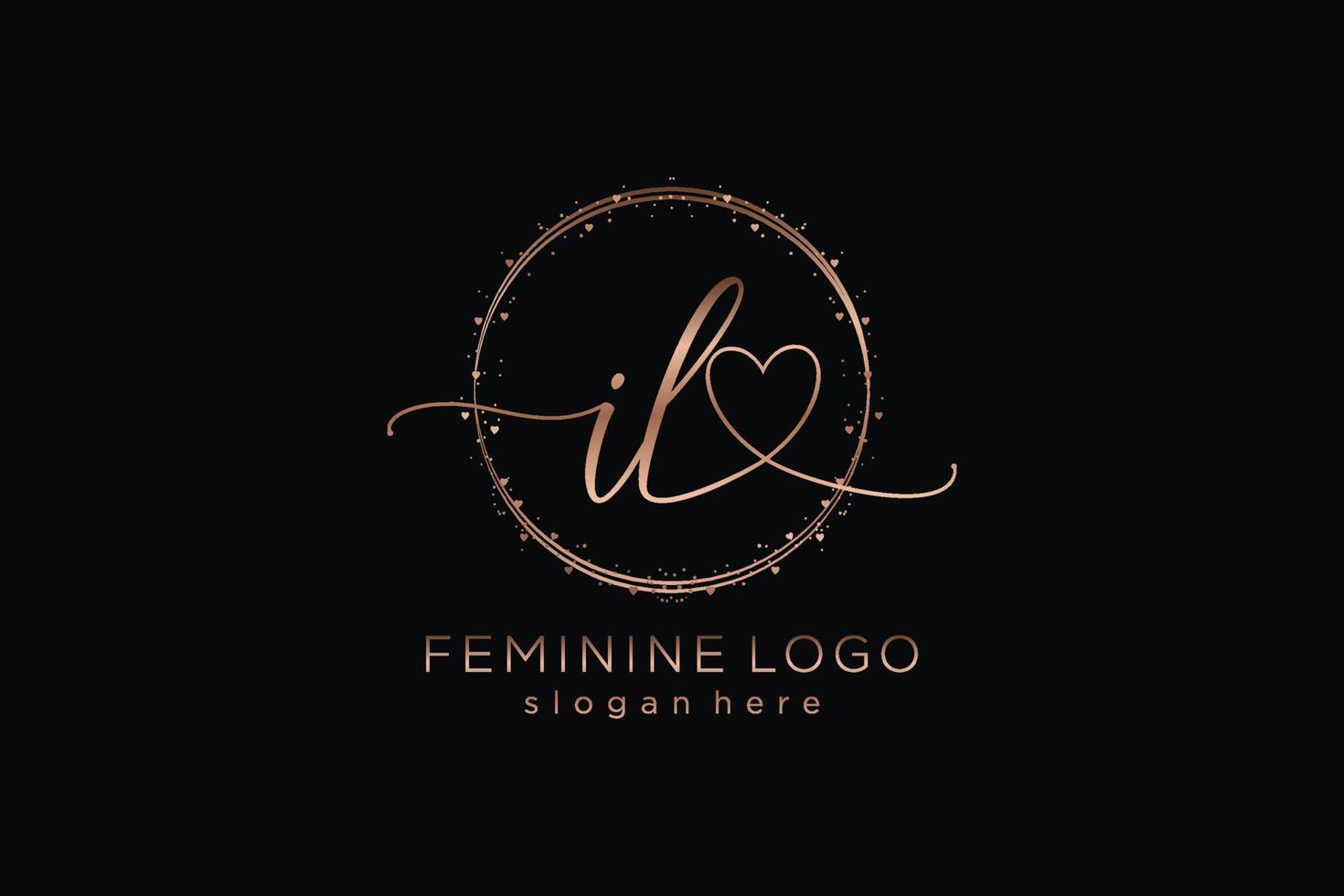 Initial IL handwriting logo with circle template vector logo of initial wedding, fashion, floral and botanical with creative template.