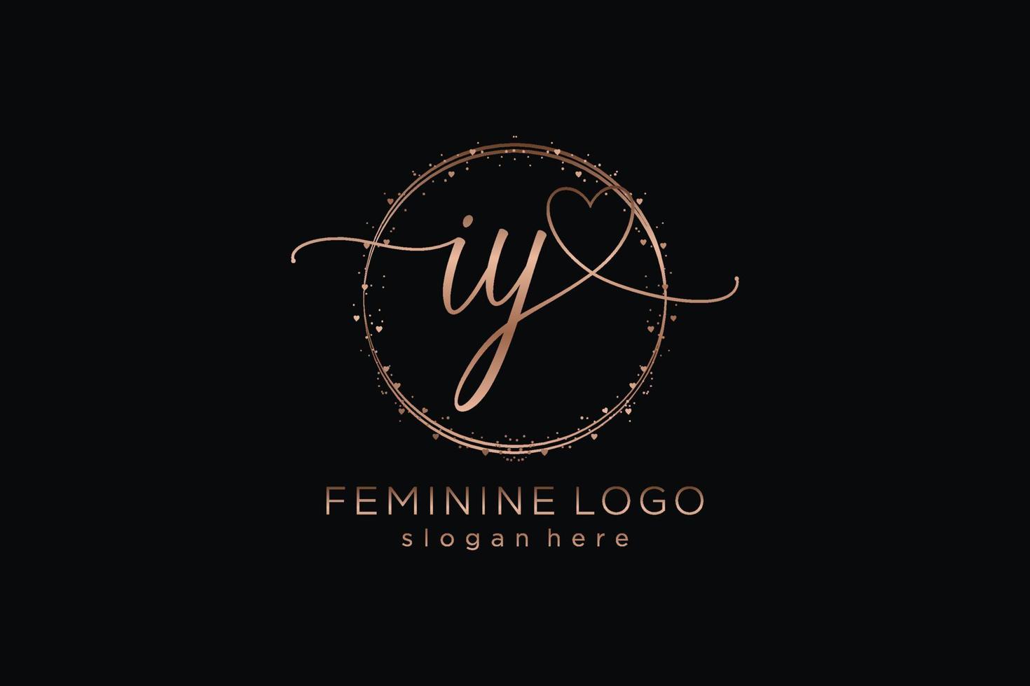 Initial IY handwriting logo with circle template vector logo of initial wedding, fashion, floral and botanical with creative template.