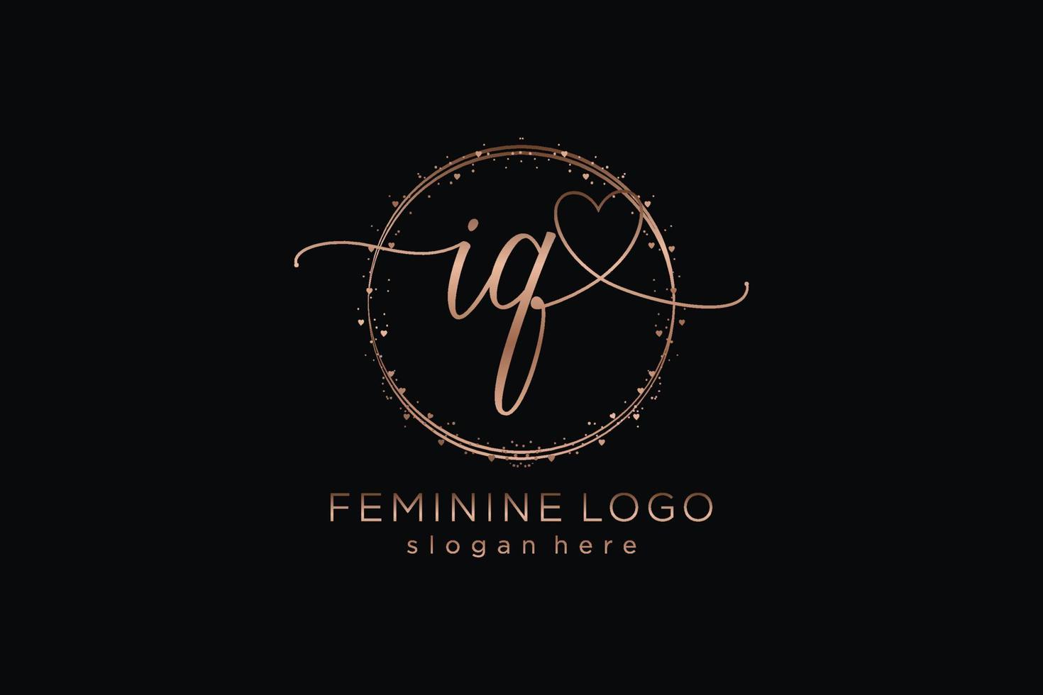 Initial IQ handwriting logo with circle template vector logo of initial wedding, fashion, floral and botanical with creative template.