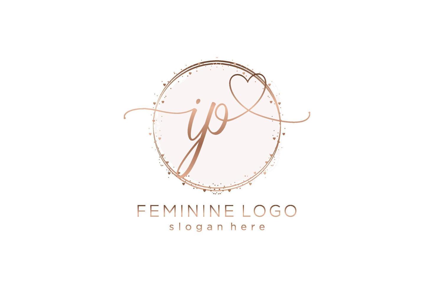 Initial IP handwriting logo with circle template vector logo of initial wedding, fashion, floral and botanical with creative template.