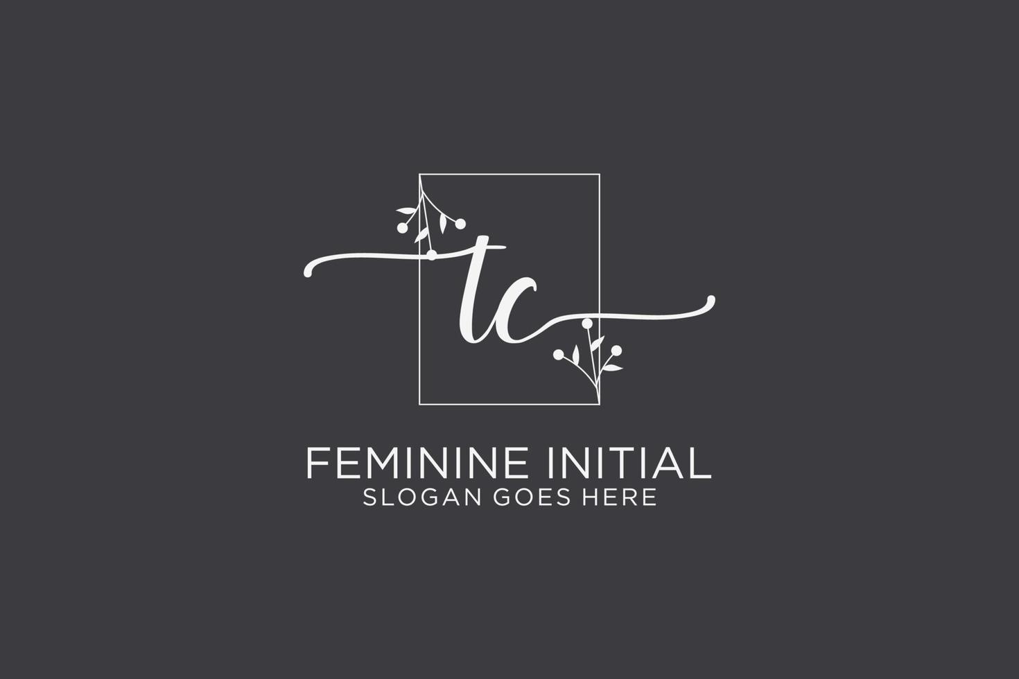 Initial TC beauty monogram and elegant logo design handwriting logo of initial signature, wedding, fashion, floral and botanical with creative template. vector