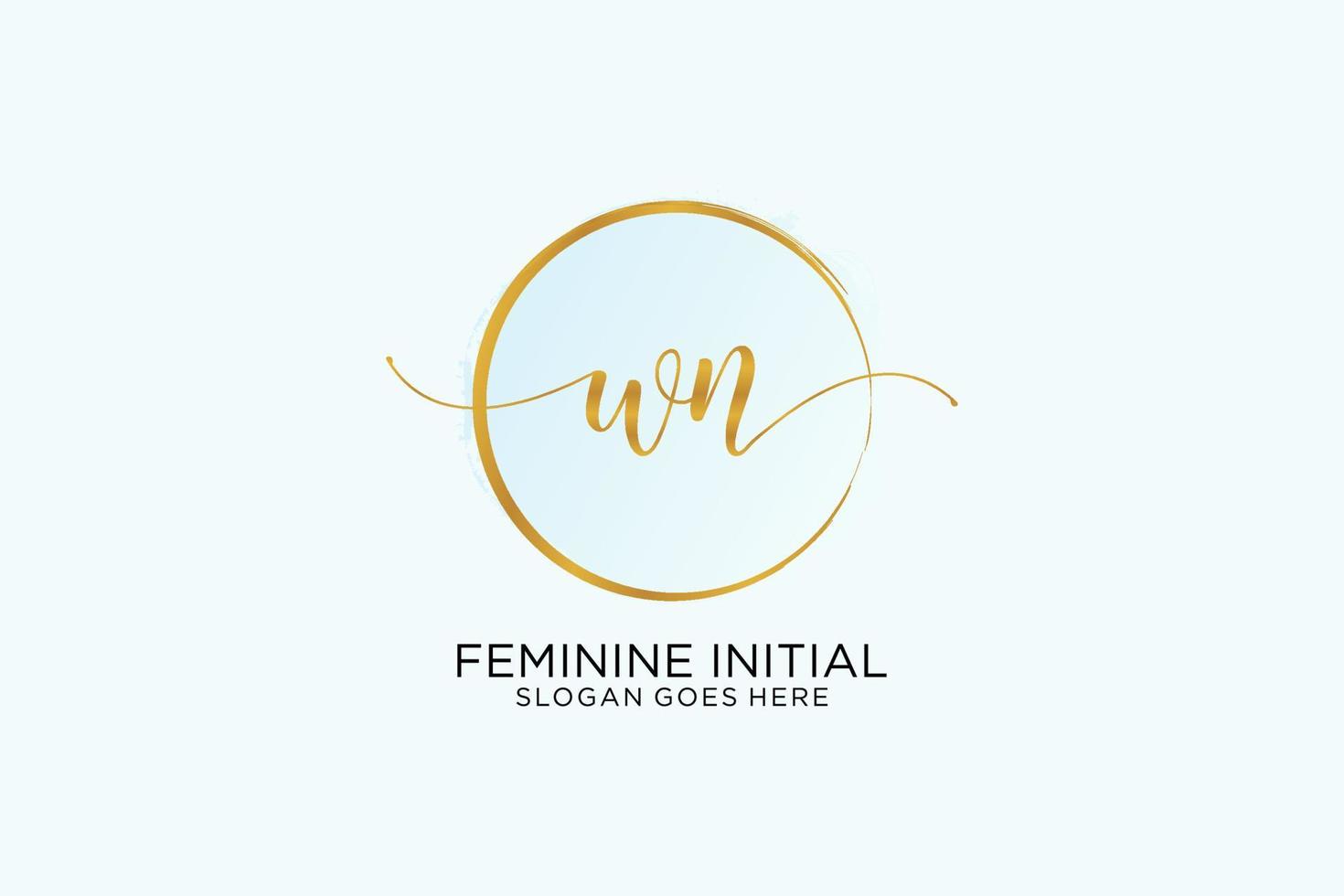 Initial WN handwriting logo with circle template vector signature, wedding, fashion, floral and botanical with creative template.