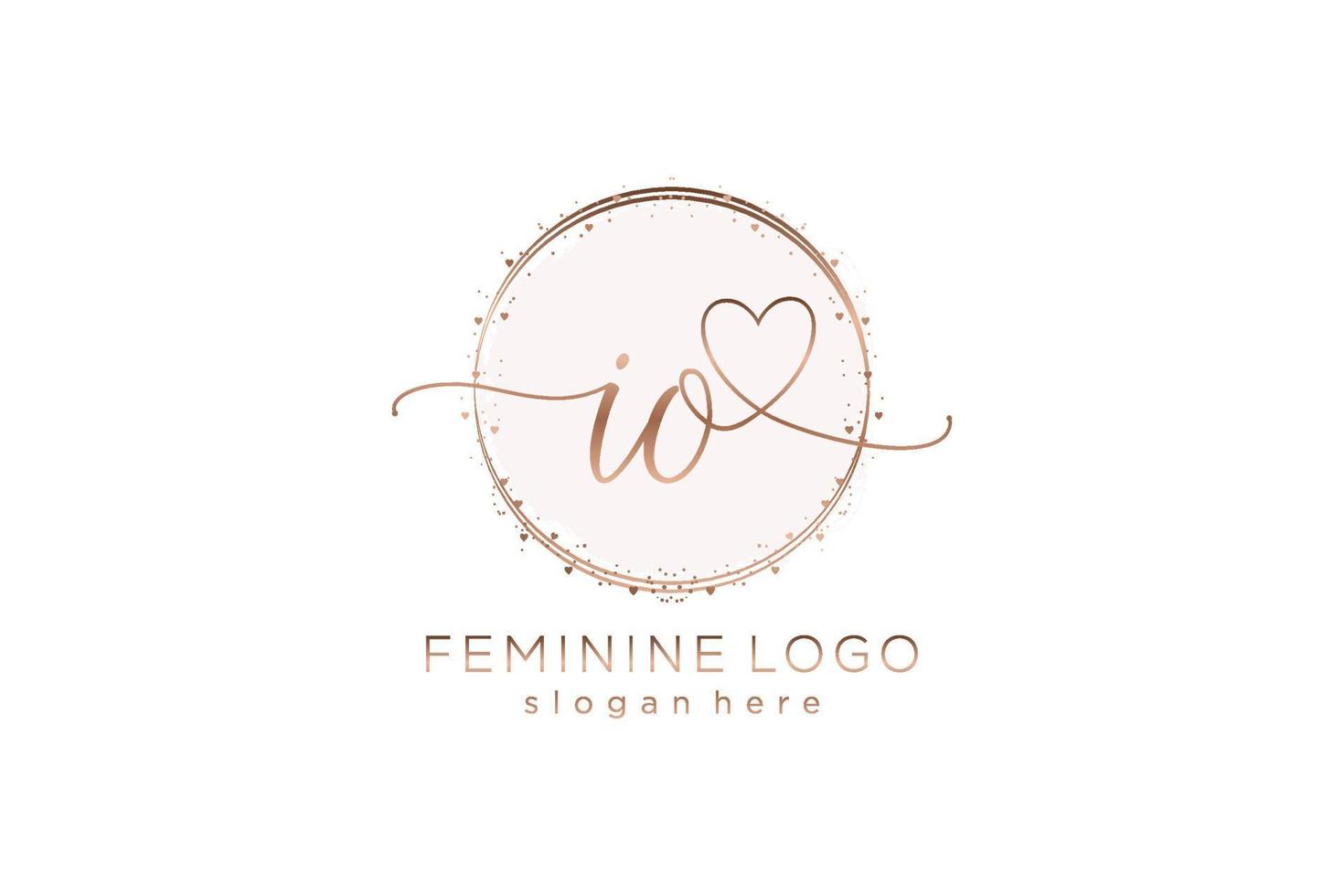 Initial IO handwriting logo with circle template vector logo of initial wedding, fashion, floral and botanical with creative template.