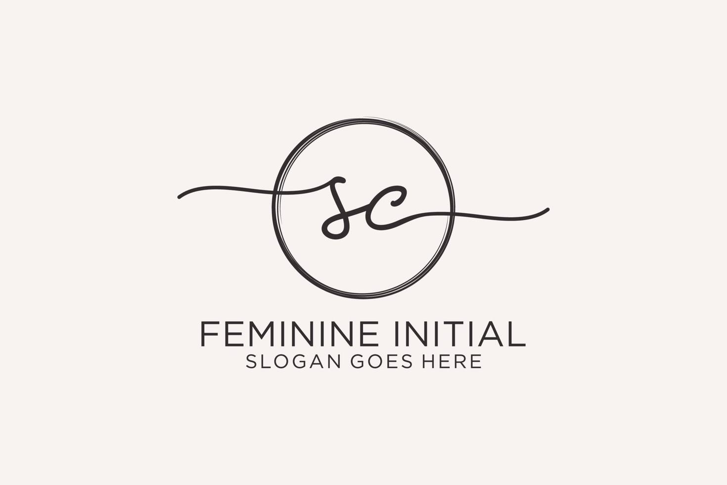 Initial SC handwriting logo with circle template vector logo of initial signature, wedding, fashion, floral and botanical with creative template.