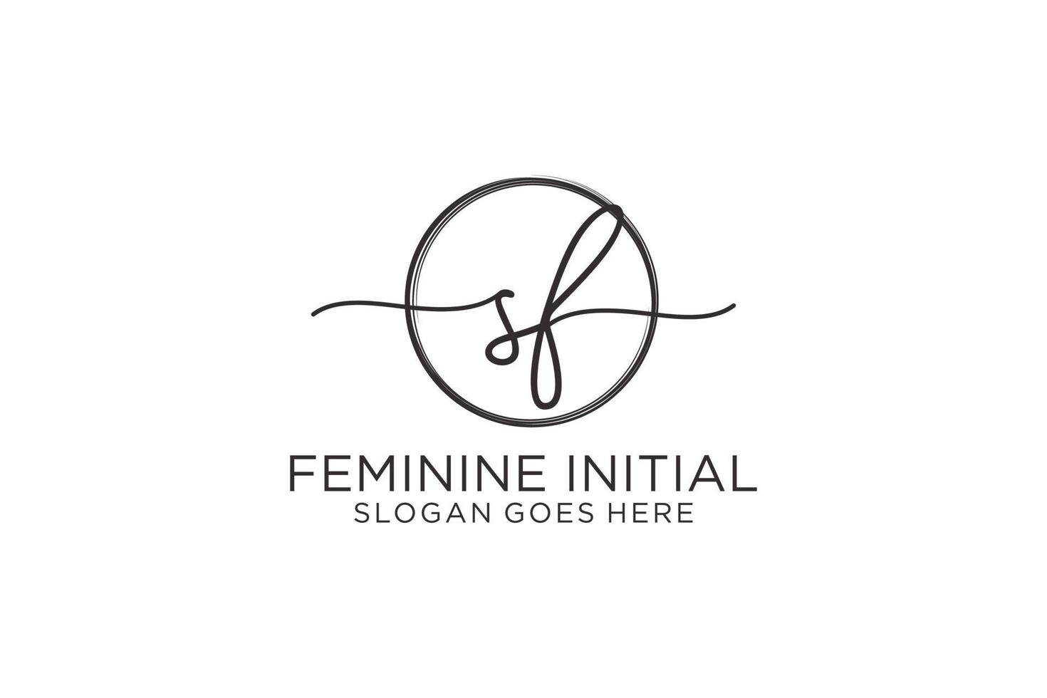 Initial SF handwriting logo with circle template vector logo of initial signature, wedding, fashion, floral and botanical with creative template.