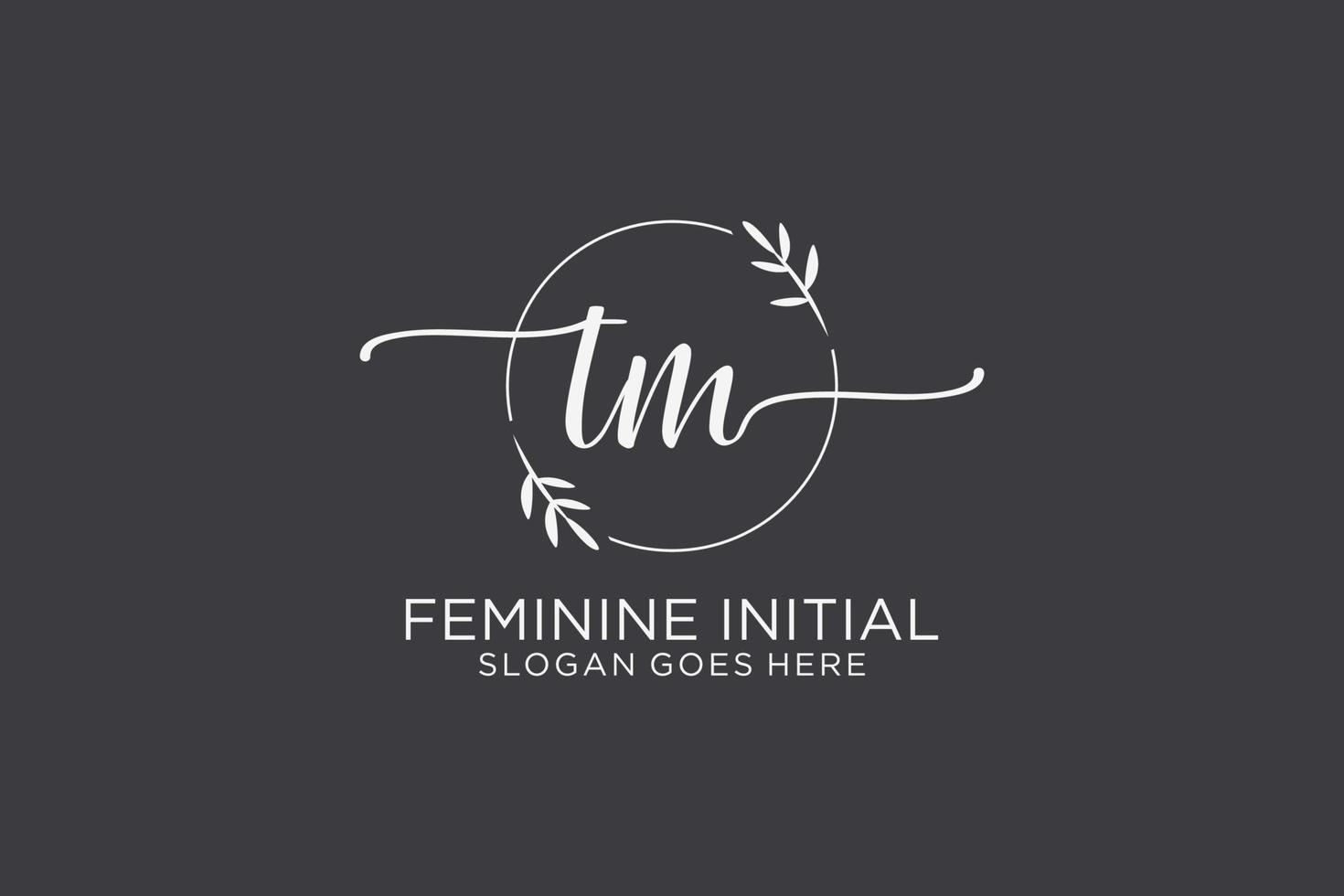 Initial TM beauty monogram and elegant logo design handwriting logo of initial signature, wedding, fashion, floral and botanical with creative template. vector