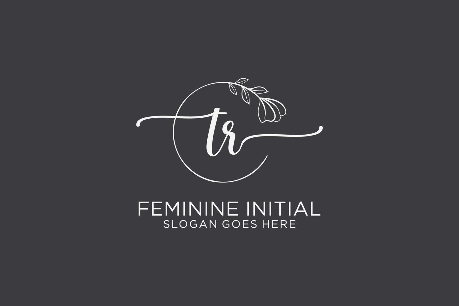 Initial TR beauty monogram and elegant logo design handwriting logo of initial signature, wedding, fashion, floral and botanical with creative template. vector