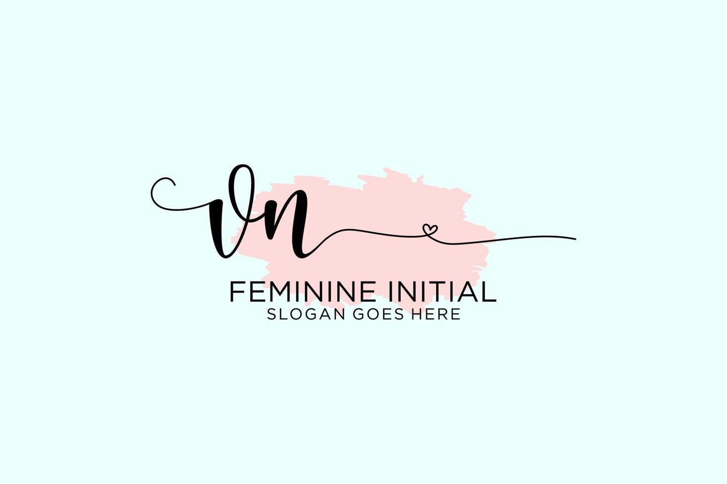 Initial VN beauty monogram and elegant logo design handwriting logo of initial signature, wedding, fashion, floral and botanical with creative template. vector