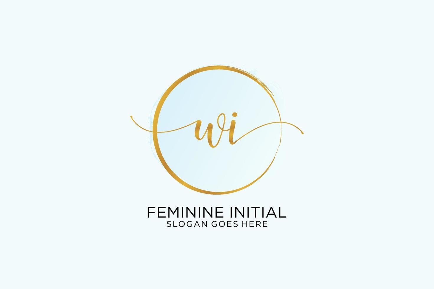 Initial WI handwriting logo with circle template vector signature, wedding, fashion, floral and botanical with creative template.