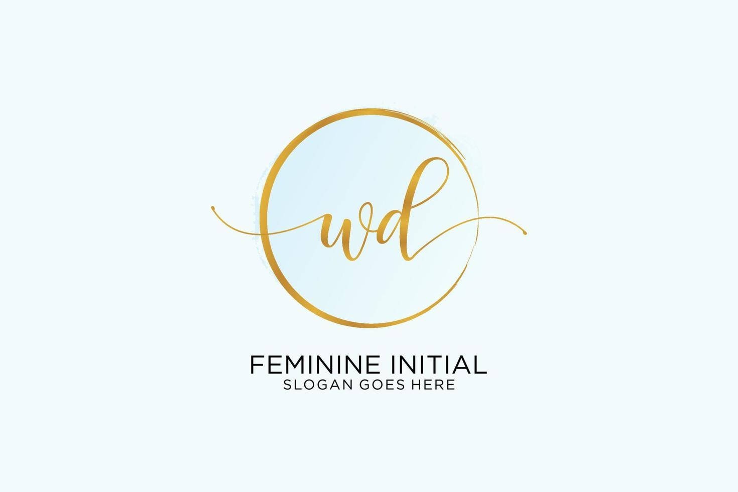 Initial WD handwriting logo with circle template vector signature, wedding, fashion, floral and botanical with creative template.