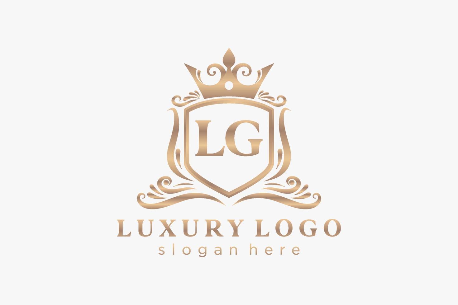 Initial LG Letter Royal Luxury Logo template in vector art for Restaurant, Royalty, Boutique, Cafe, Hotel, Heraldic, Jewelry, Fashion and other vector illustration.