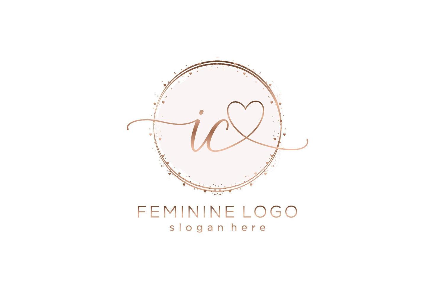 Initial IC handwriting logo with circle template vector logo of initial wedding, fashion, floral and botanical with creative template.