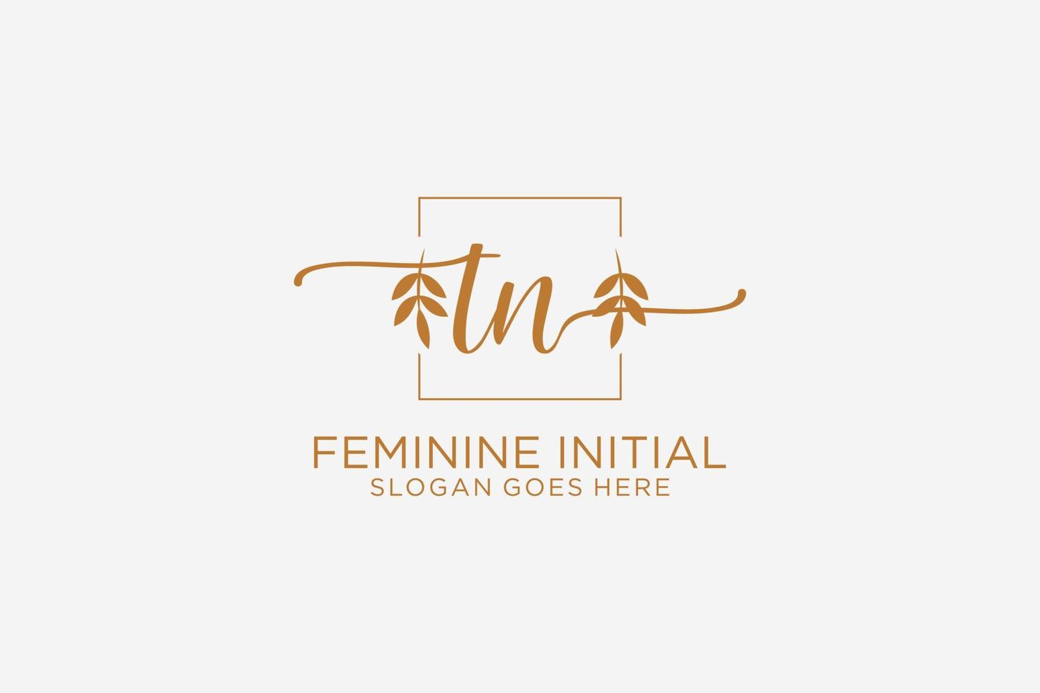 Initial TN beauty monogram and elegant logo design handwriting logo of initial signature, wedding, fashion, floral and botanical with creative template. vector