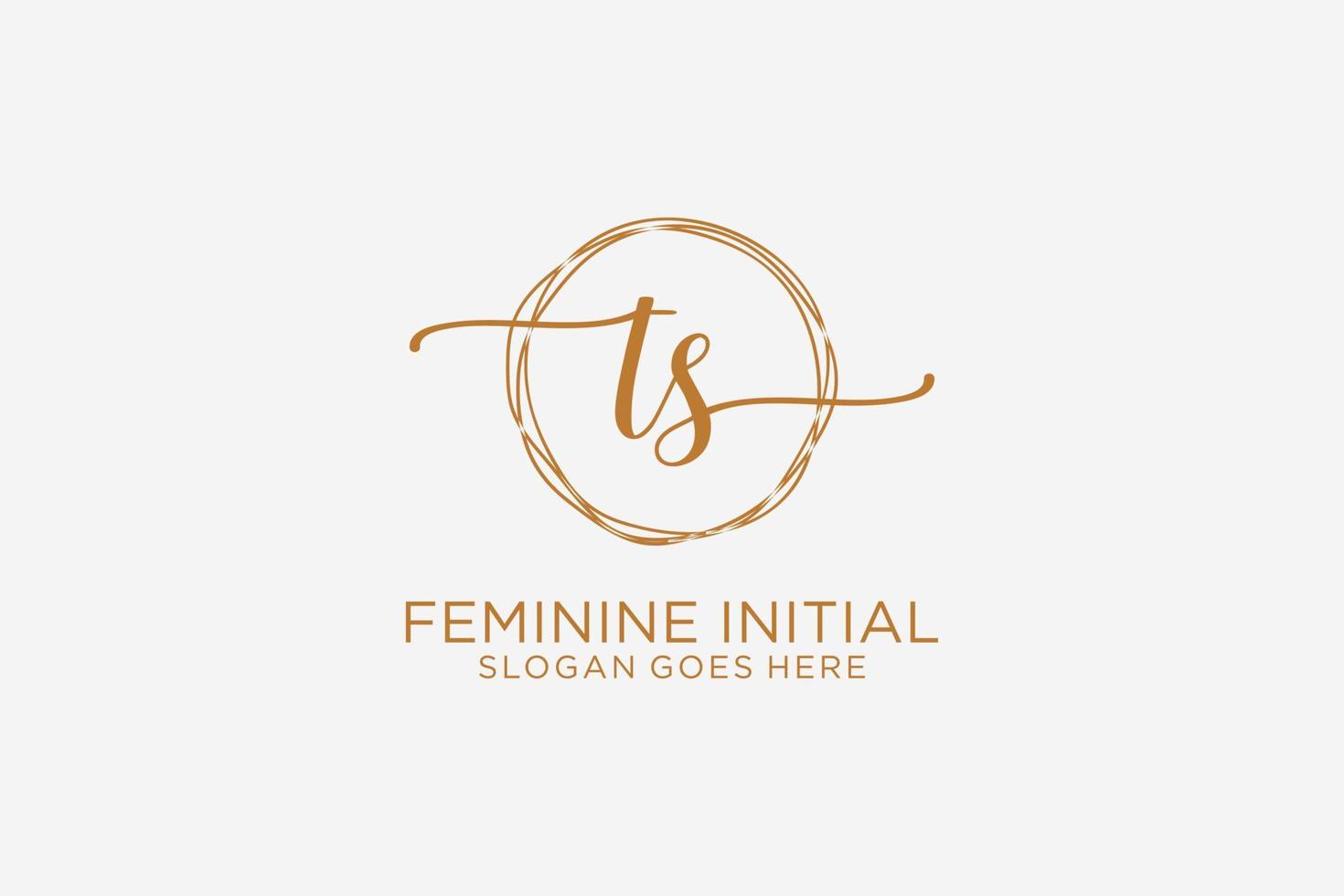 Initial TS beauty monogram and elegant logo design handwriting logo of initial signature, wedding, fashion, floral and botanical with creative template. vector