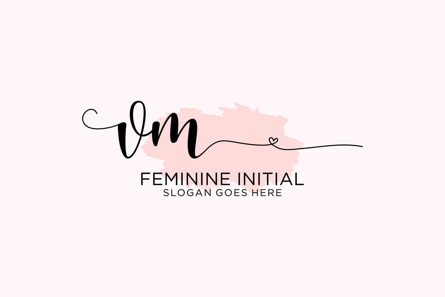 Initial VM beauty monogram and elegant logo design handwriting logo of initial signature, wedding, fashion, floral and botanical with creative template. vector