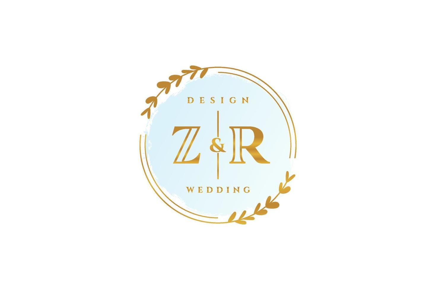 Initial ZR beauty monogram and elegant logo design handwriting logo of initial signature, wedding, fashion, floral and botanical with creative template. vector