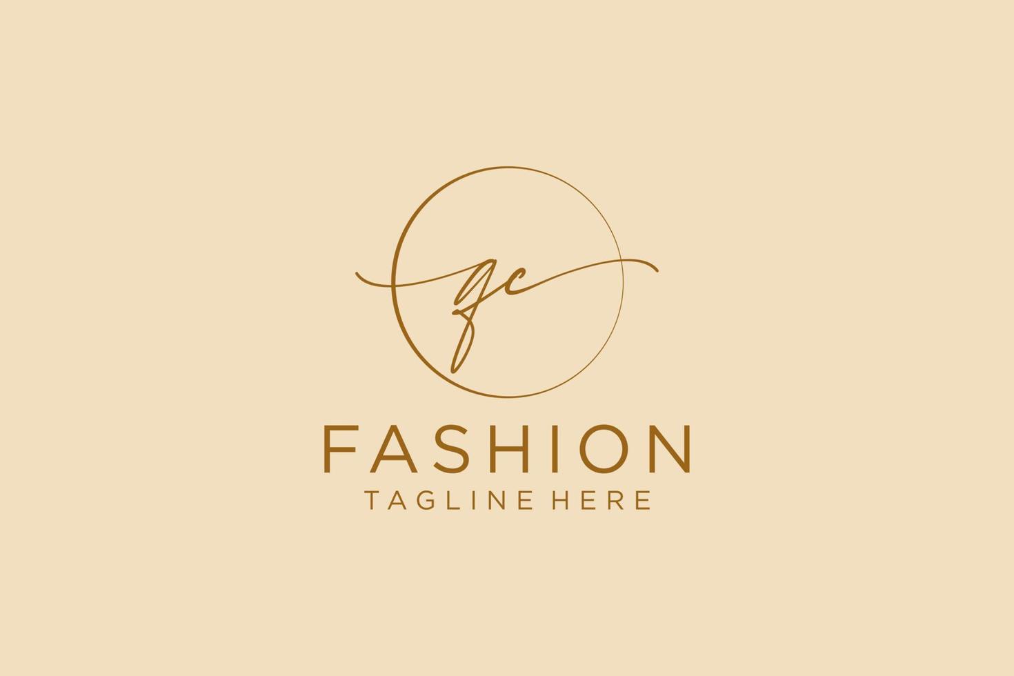 initial QC Feminine logo beauty monogram and elegant logo design, handwriting logo of initial signature, wedding, fashion, floral and botanical with creative template. vector