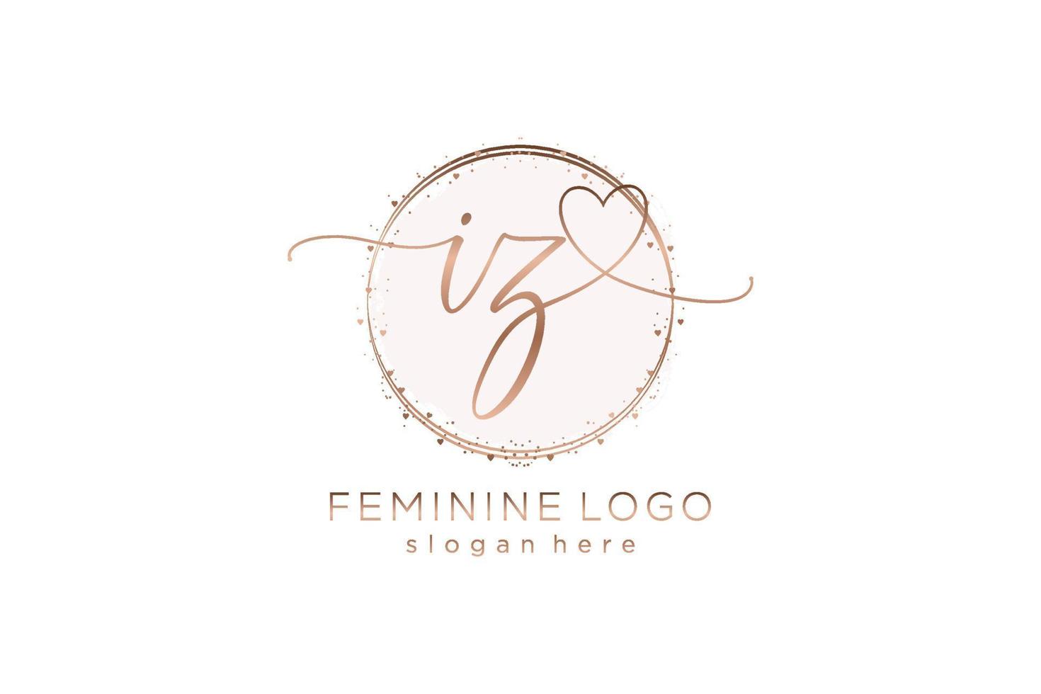 Initial IZ handwriting logo with circle template vector logo of initial wedding, fashion, floral and botanical with creative template.
