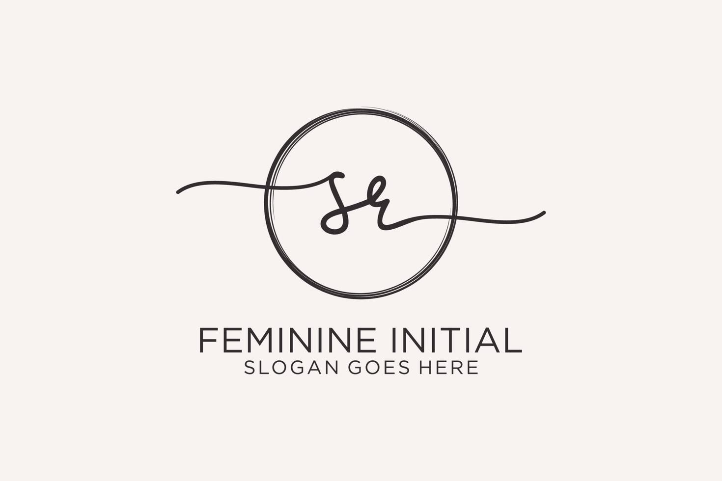 Initial SR handwriting logo with circle template vector logo of initial signature, wedding, fashion, floral and botanical with creative template.