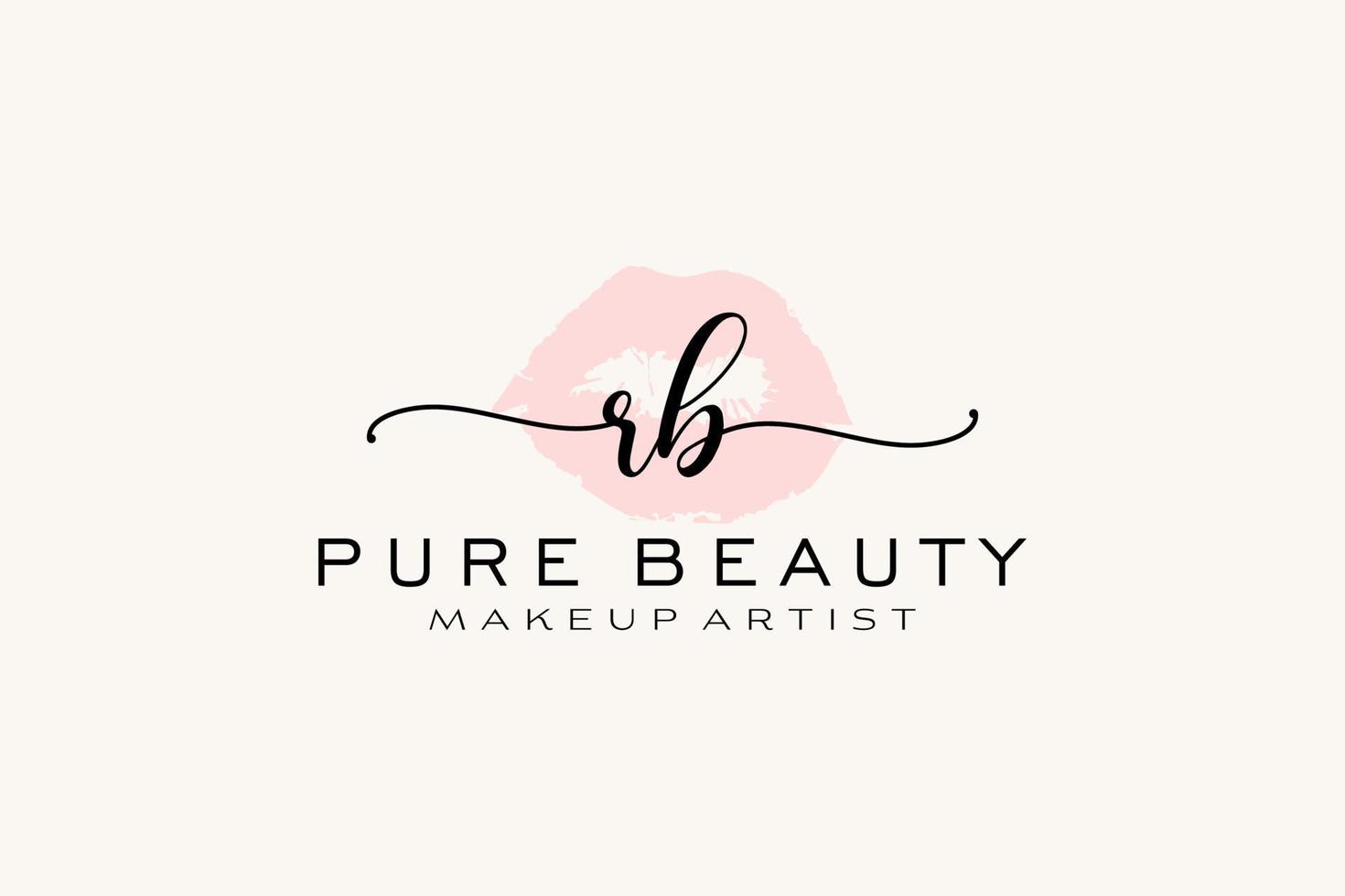 Initial RB Watercolor Lips Premade Logo Design, Logo for Makeup Artist Business Branding, Blush Beauty Boutique Logo Design, Calligraphy Logo with creative template. vector