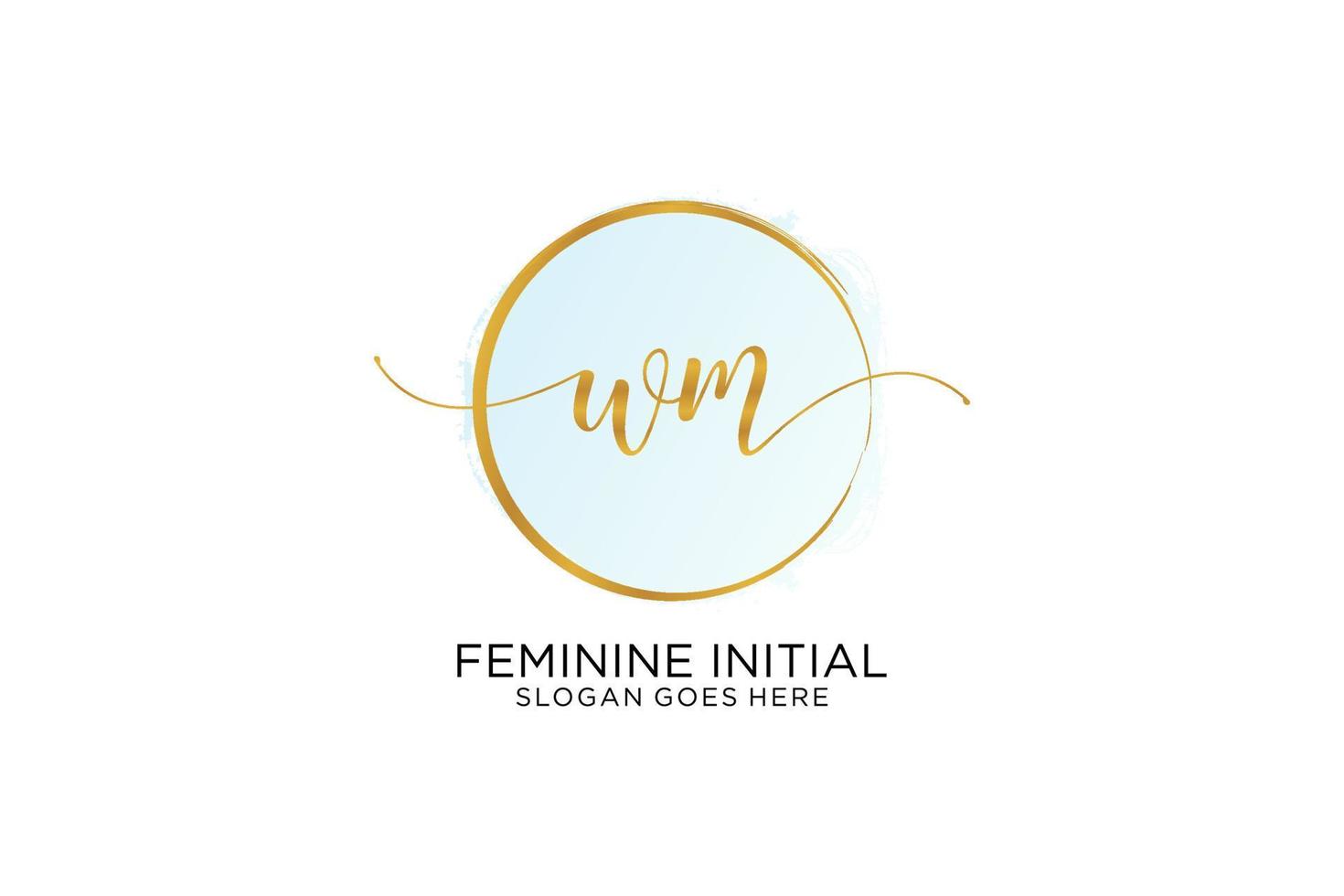 Initial WM handwriting logo with circle template vector signature, wedding, fashion, floral and botanical with creative template.