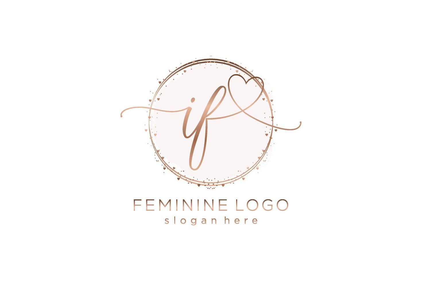 Initial IF handwriting logo with circle template vector logo of initial wedding, fashion, floral and botanical with creative template.