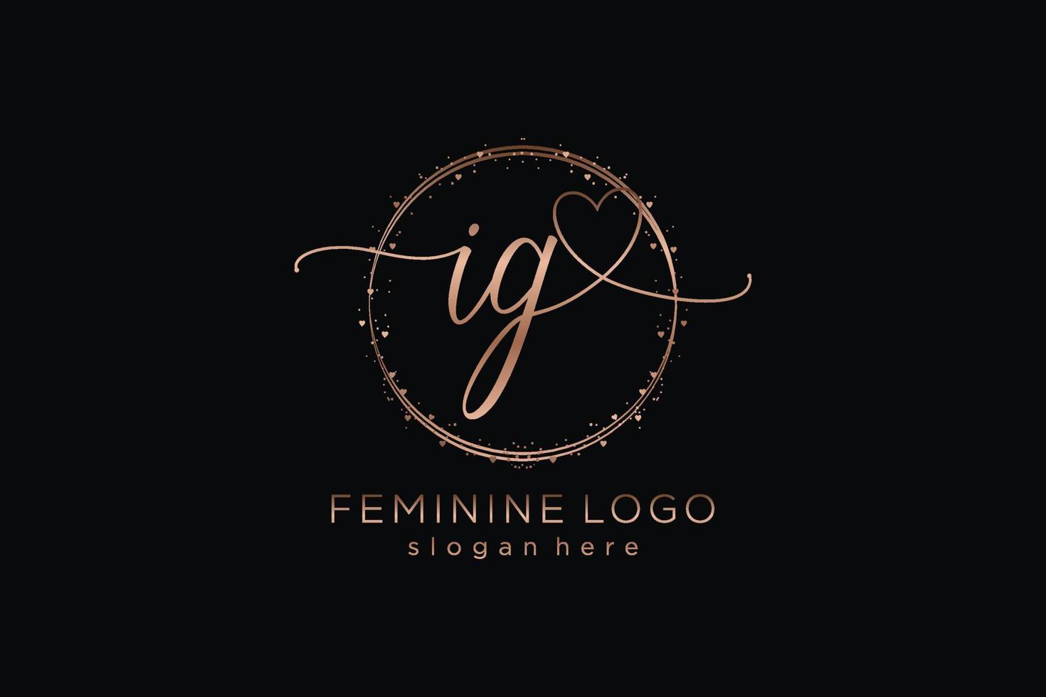 Initial IG handwriting logo with circle template vector logo of initial wedding, fashion, floral and botanical with creative template.